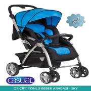 Casual Q7 Çift Yönlü Bebek Arabası - Sky (Mavi)