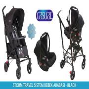 Casual Storm Baston Travel Sistem Bebek Arabası - Black(Siyah)