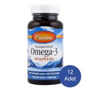 Carlson Omega 3 Balık Yağı Kapsülü 1000 mg 50 Kapsül 12 Adet