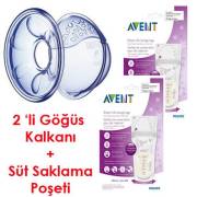 Philips Avent Göğüs Kalkanı 2`li + Süt Saklama Poşeti 2 Adet