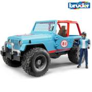 Bruder Jeep Cross Safari Aracı & Kasklı Pilotlu- Mavi BR02541