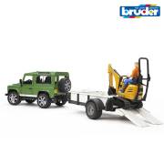 Bruder Land Rover & JCB Mini Kazıcı ve B World adam BR02593