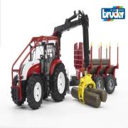 Bruder BR03093 Bruder Steyr CVT 6230 Forestry Römorklu Tomruk Taşıyan Traktör -