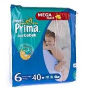 Prima Aktif Bebek Extra Large Jumbo Paket 6 Numara 40 Adet 16+ kg