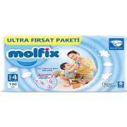 Molfix Bebek Bezi 3D 4 Numara Maxi 100 Adet 7- 14 Kg  Ultra Fırsat Paketi 