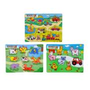 Sunman  Bul ve Tak Hayvanlar ve Araçlar Ahşap Puzzle S01003615 