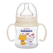 Bambino PP Geniş Ağızlı Kulplu Biberon 150 ml - Kedi