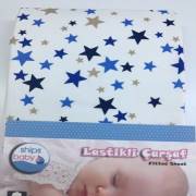 Ships Baby Poplin Lastikli Bebek Çarşafı (70X135) Mavi Yıldız