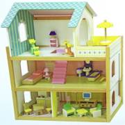 Vardem Egitici Ahşap Bebek Evi (Mobilyalı Teraslı 3 Kat) MT-3480 