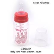 BabyTime Silikon Kiraz Uçlu Klasik Biberon 150ml - Kırmızı