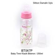 BabyTime Silikon Damaklı Klasik Biberon 250ml - Pembe