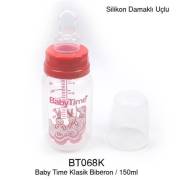 BabyTime Silikon Damaklı Klasik Biberon 150ml - Kırmızı