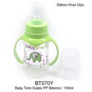 Babytime Silikon Kiraz Uçlu Kulplu Biberon 150ml - Yeşil