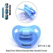 BabyTime Silikon Damaklı Mat Gövdeli Emzik 0-6 Ay - Mavi