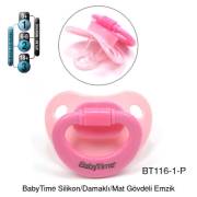 BabyTime Silikon Damaklı Mat Gövdeli Emzik 0-6 Ay - Pembe