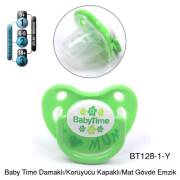 BabyTime Damaklı Koruyucu Kapaklı Mat Gövdeli Emzik 0-6 Ay - Yeşil